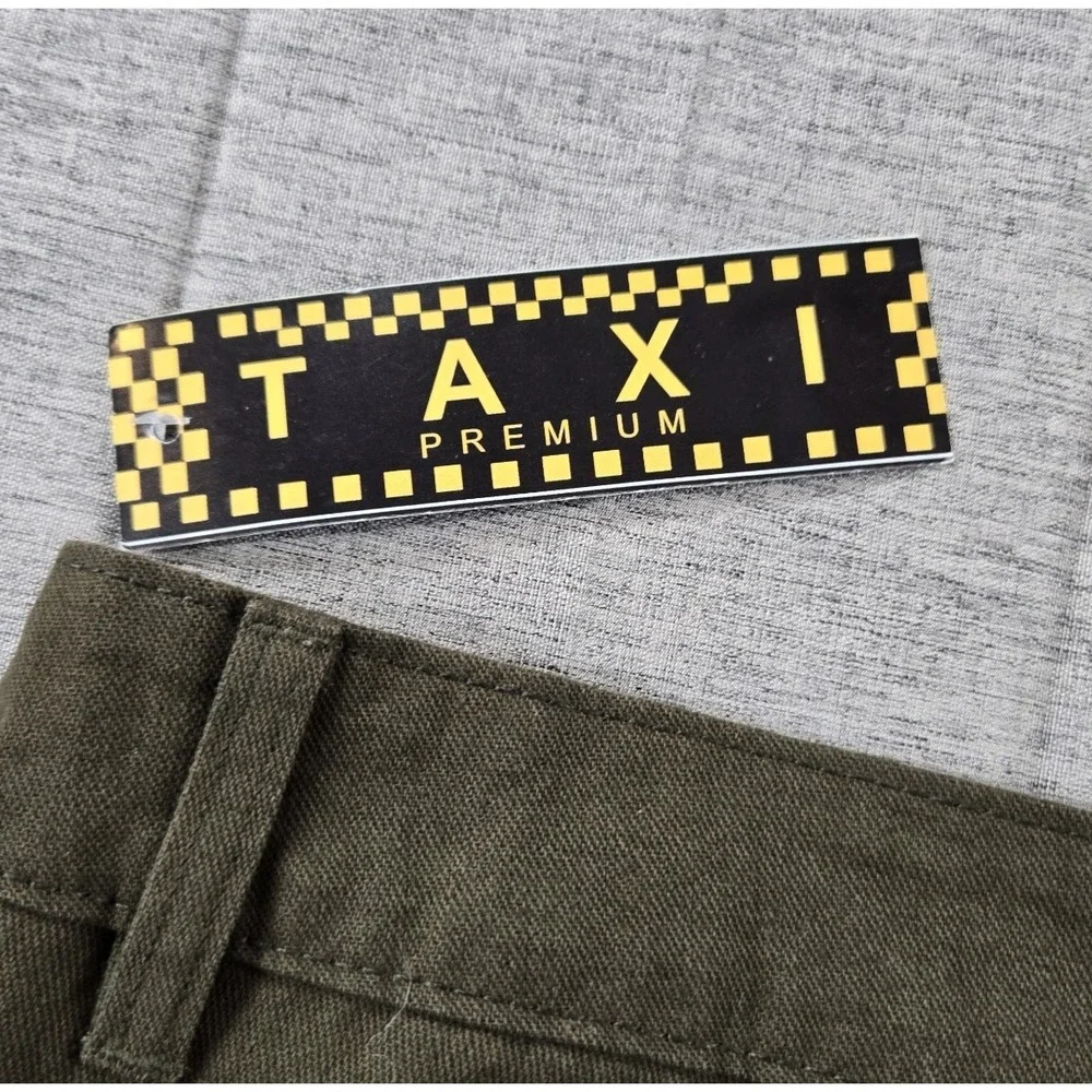 New TAXI  Women's  Cargo Pants High Rise 100% Cotton Dark Green Wide‎ Leg 2XL